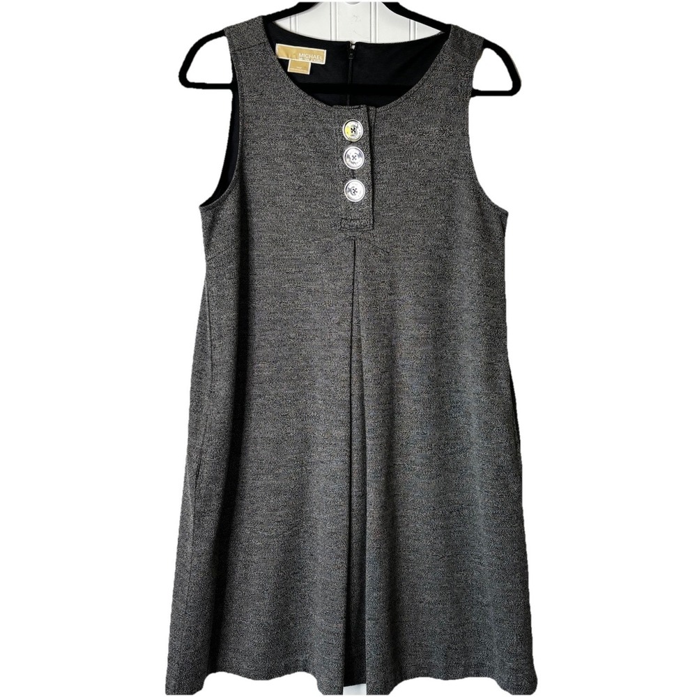 MICHAEL Michael Kors Sleeveless Tweed Shift Dress M Gray Sleeveless Classic